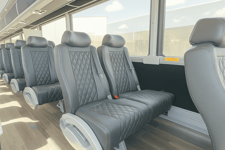 interior of Fort Myers Minibus Company charter bus