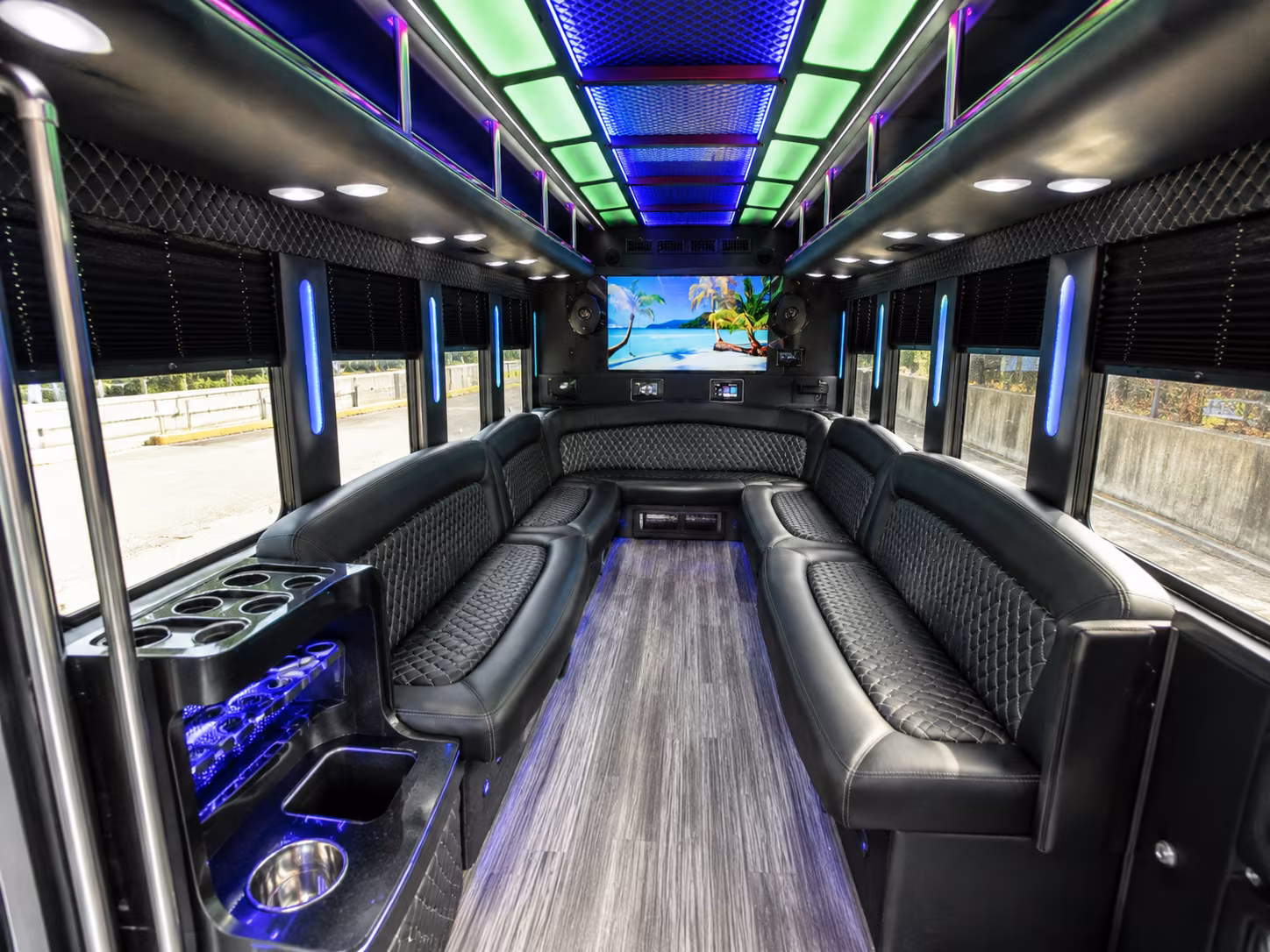 fort myers 18 passenger party bus inside