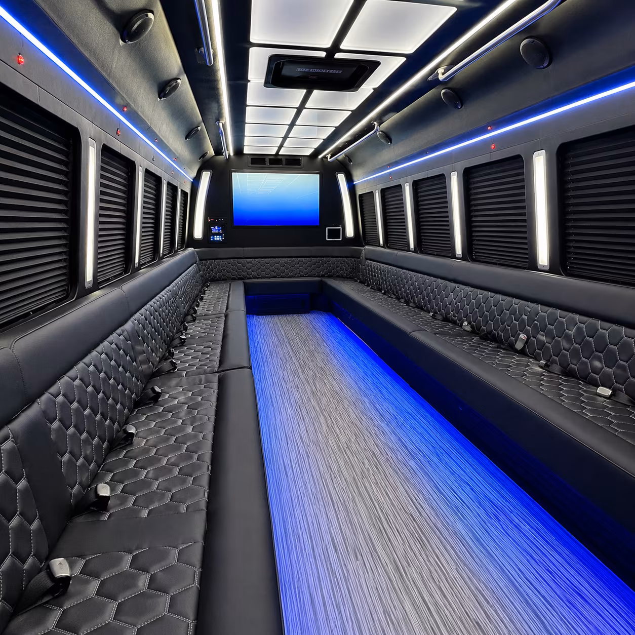 fort myers 50 passenger party bus inside